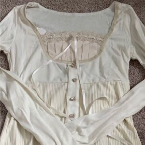 Mock Two-Piece Long-Sleeve Button Up Knit Top